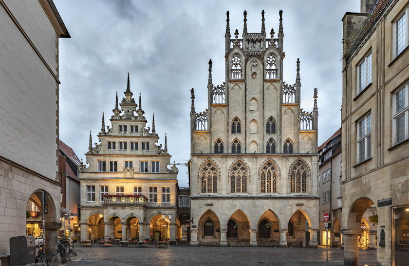 Giebel des Stadtweinhauses und Rathauses am Prinzipalmarkt, Münster.